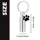 Maxbell Cremation Pet Urn Keychain Pet Dog Paw Print Keepsake Urn Key Chain Cylinder Silver