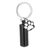 Maxbell Cremation Pet Urn Keychain Pet Dog Paw Print Keepsake Urn Key Chain Cylinder Black