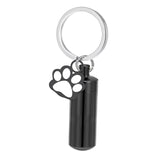 Maxbell Cremation Pet Urn Keychain Pet Dog Paw Print Keepsake Urn Key Chain Cylinder Black