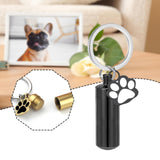 Maxbell Cremation Pet Urn Keychain Pet Dog Paw Print Keepsake Urn Key Chain Cylinder Black