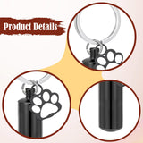 Maxbell Cremation Pet Urn Keychain Pet Dog Paw Print Keepsake Urn Key Chain Cylinder Black