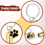 Maxbell Cremation Pet Urn Keychain Pet Dog Paw Print Keepsake Urn Key Chain Cylinder Gold