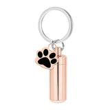 Maxbell Cremation Pet Urn Keychain Pet Dog Paw Print Keepsake Urn Key Chain Cylinder Rose Gold