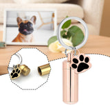 Maxbell Cremation Pet Urn Keychain Pet Dog Paw Print Keepsake Urn Key Chain Cylinder Rose Gold