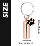 Maxbell Cremation Pet Urn Keychain Pet Dog Paw Print Keepsake Urn Key Chain Cylinder Rose Gold