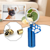 Maxbell Cremation Pet Urn Keychain Pet Dog Paw Print Keepsake Urn Key Chain Cylinder Blue