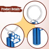 Maxbell Cremation Pet Urn Keychain Pet Dog Paw Print Keepsake Urn Key Chain Cylinder Blue