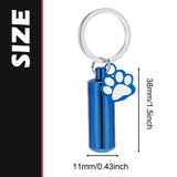 Maxbell Cremation Pet Urn Keychain Pet Dog Paw Print Keepsake Urn Key Chain Cylinder Blue