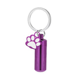 Maxbell Cremation Pet Urn Keychain Pet Dog Paw Print Keepsake Urn Key Chain Cylinder Purple