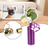 Maxbell Cremation Pet Urn Keychain Pet Dog Paw Print Keepsake Urn Key Chain Cylinder Purple