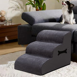 Maxbell Dog Stairs Ramp Removable for Puppy Pet Dog Stairs Ladder for Car Indoor Bed Gray 3 Steps