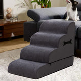 Maxbell Dog Stairs Ramp Removable for Puppy Pet Dog Stairs Ladder for Car Indoor Bed Gray 4 Steps