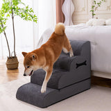 Maxbell Dog Stairs Ramp Removable for Puppy Pet Dog Stairs Ladder for Car Indoor Bed Gray 4 Steps
