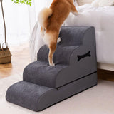 Maxbell Dog Stairs Ramp Removable for Puppy Pet Dog Stairs Ladder for Car Indoor Bed Gray 4 Steps