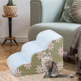 Maxbell Pet Steps Ramp Ladder Indoor Platform Dog Stairs for Older Cats Suvs Bedding Green 57x40x40cm