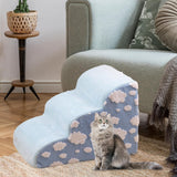 Maxbell Pet Steps Ramp Ladder Indoor Platform Dog Stairs for Older Cats Suvs Bedding Blue 57x40x40cm