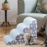 Maxbell Pet Steps Ramp Ladder Indoor Platform Dog Stairs for Older Cats Suvs Bedding Blue 72x52x40cm