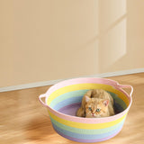 Maxbell Cotton Rope Woven Cat Bed Basket Pet Sleeping Bed for Rest Indoor Cats Puppy S