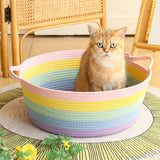 Maxbell Cotton Rope Woven Cat Bed Basket Pet Sleeping Bed for Rest Indoor Cats Puppy S