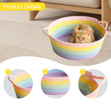 Maxbell Cotton Rope Woven Cat Bed Basket Pet Sleeping Bed for Rest Indoor Cats Puppy L