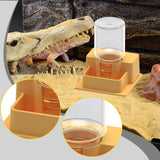 Maxbell Reptile Feeder Sturdy Reptile Waterer for Amphibians Bearded Dragon Tortoise Yellow