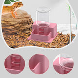 Maxbell Reptile Feeder Sturdy Reptile Waterer for Amphibians Bearded Dragon Tortoise Pink