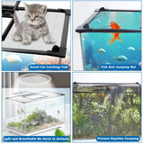 Maxbell Aquarium Anti Jumping Net Cover Mesh with Window Cuttable DIY Tear Resistant 90x45cm