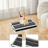 Maxbell Indoor Dog Potty Tray Washable Portable Mesh Grids Keep Clean Dog Litter Box White S