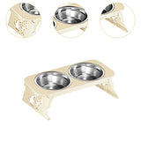 Maxbell Elevated Dog Bowls Stable Easy to Clean Removable Stainless Steel Food Bowls White