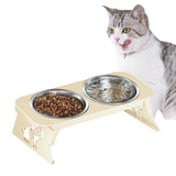 Maxbell Elevated Dog Bowls Stable Easy to Clean Removable Stainless Steel Food Bowls White