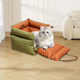 Maxbell Dog Car Seat Adjustable Strap Sturdy with Storage Pockets Puppy Booster Seat Green