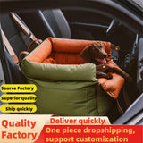 Maxbell Dog Car Seat Adjustable Strap Sturdy with Storage Pockets Puppy Booster Seat Green