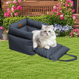 Maxbell Dog Car Seat Adjustable Strap Sturdy with Storage Pockets Puppy Booster Seat Dark Blue