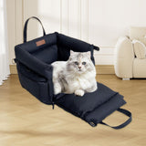 Maxbell Dog Car Seat Adjustable Strap Sturdy with Storage Pockets Puppy Booster Seat Black