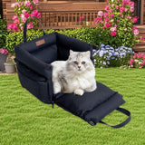 Maxbell Dog Car Seat Adjustable Strap Sturdy with Storage Pockets Puppy Booster Seat Black