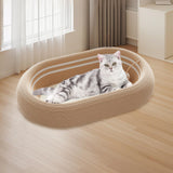 Maxbell Cat Scratching Board Lounge with Ball Toy Sisal Play Grinding Claw Sisal Bed Brown White