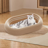 Maxbell Cat Scratching Board Lounge with Ball Toy Sisal Play Grinding Claw Sisal Bed Brown White