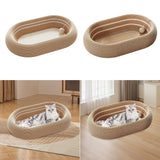 Maxbell Cat Scratching Board Lounge with Ball Toy Sisal Play Grinding Claw Sisal Bed Brown White