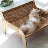 Maxbell Cat Sofa Bed Lying Stylish Playing Sleeping Bed for Indoor Cats Pet Supplies Rattan Woven