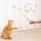 Maxbell Interactive Cat Toy Funny Handmade with Bell Play Rod for Exercise Home Yard Pink