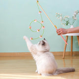 Maxbell Interactive Cat Toy Funny Handmade with Bell Play Rod for Exercise Home Yard Pink