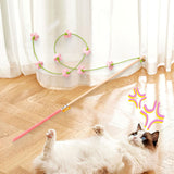 Maxbell Interactive Cat Toy Funny Handmade with Bell Play Rod for Exercise Home Yard Pink