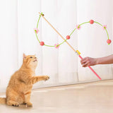 Maxbell Interactive Cat Toy Funny Handmade with Bell Play Rod for Exercise Home Yard Pink with Ball