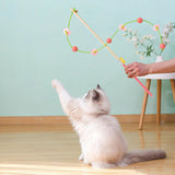 Maxbell Interactive Cat Toy Funny Handmade with Bell Play Rod for Exercise Home Yard Pink with Ball
