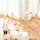 Maxbell Interactive Cat Toy Funny Handmade with Bell Play Rod for Exercise Home Yard Pink with Ball