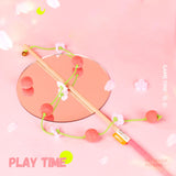 Maxbell Interactive Cat Toy Funny Handmade with Bell Play Rod for Exercise Home Yard Pink with Ball