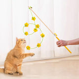Maxbell Interactive Cat Toy Funny Handmade with Bell Play Rod for Exercise Home Yard Yellow