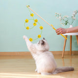 Maxbell Interactive Cat Toy Funny Handmade with Bell Play Rod for Exercise Home Yard Yellow