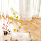 Maxbell Interactive Cat Toy Funny Handmade with Bell Play Rod for Exercise Home Yard Yellow