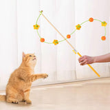 Maxbell Interactive Cat Toy Funny Handmade with Bell Play Rod for Exercise Home Yard Yellow with Ball